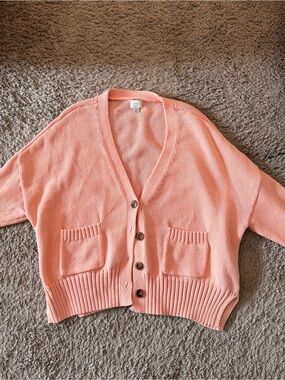A New Day Women's Peach Button-Front Cardigan Sweater